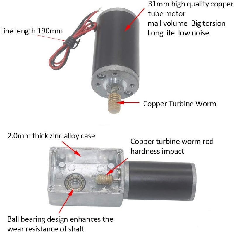 Estink Reversible Gear Motor, DC 24V 8mm Shaft Gear Motor High Torsion Electric Turbo Speed Reduction Motor for Curtain Machine Advertising Equipment Window Opener (20RPM) - Image 3